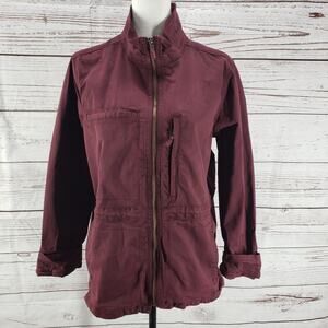 Daily Ritual Maroon Full Zip Front Pockets Cargo Jacket Size 12
